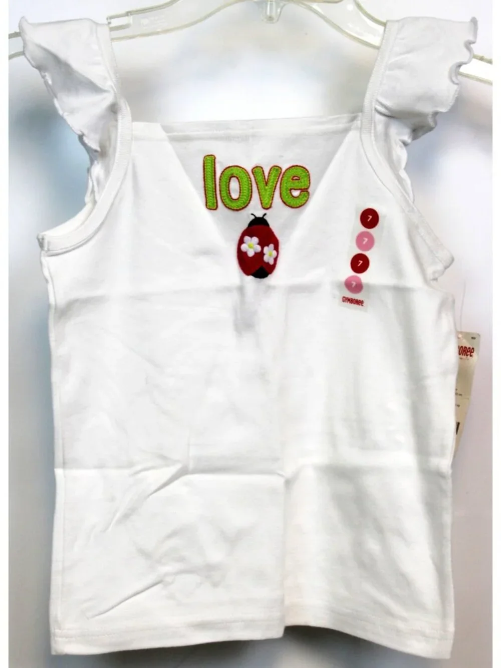 2009 Gymboree Pretty Lady Ladybug LOVE Ruffled Tank sz 7 Tee Shirt Spring New